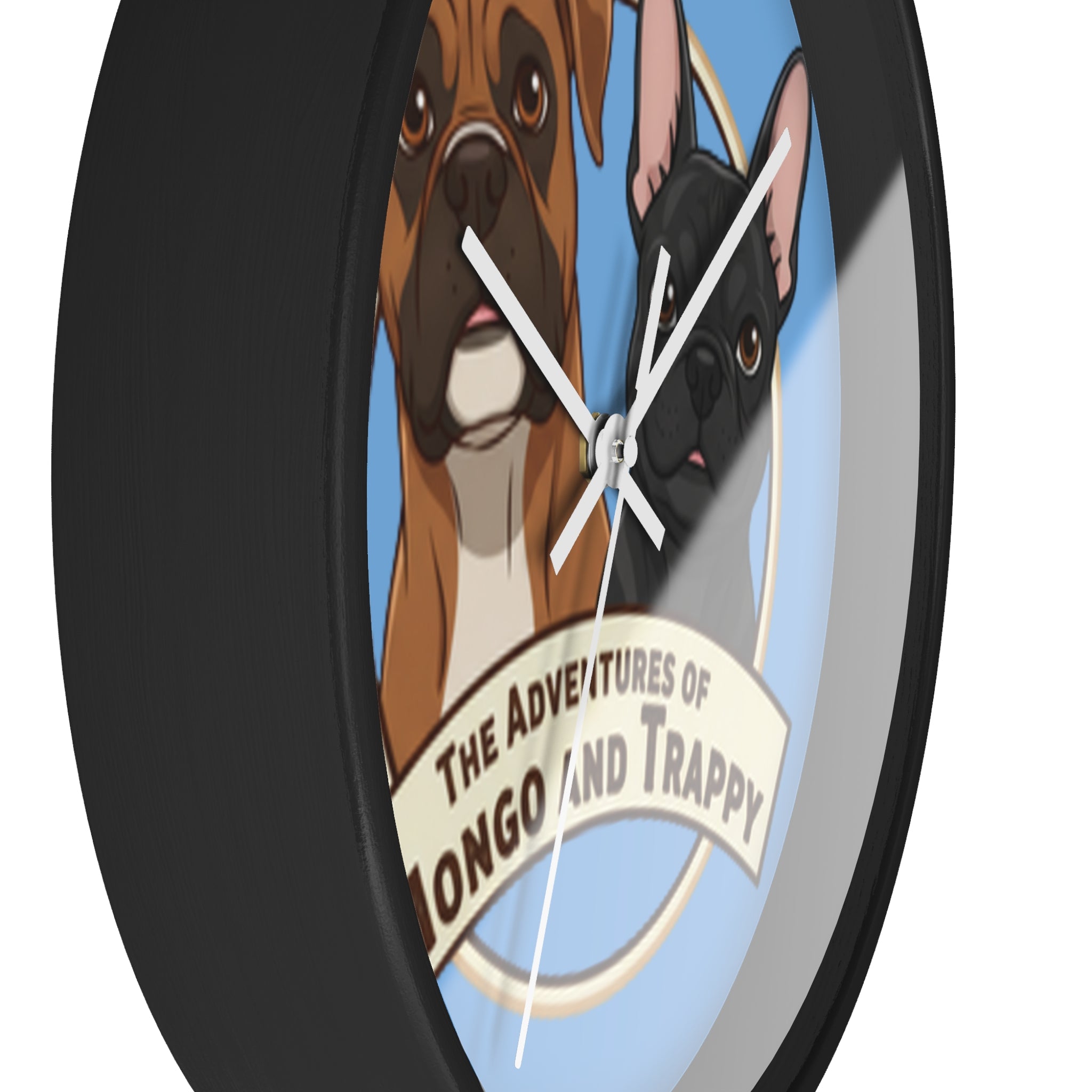The Adventures of Mongo and Trappy Wall Clock — Cute Boxer & French Bulldog Pet Decor