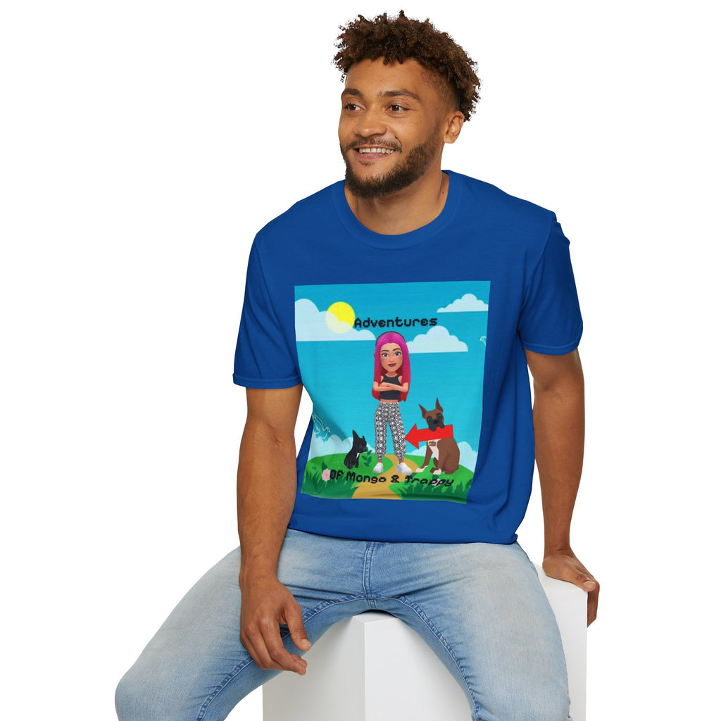 Adventure Graphic T-Shirt — “Adventures of Mongo & Trappy” with Back QR Code