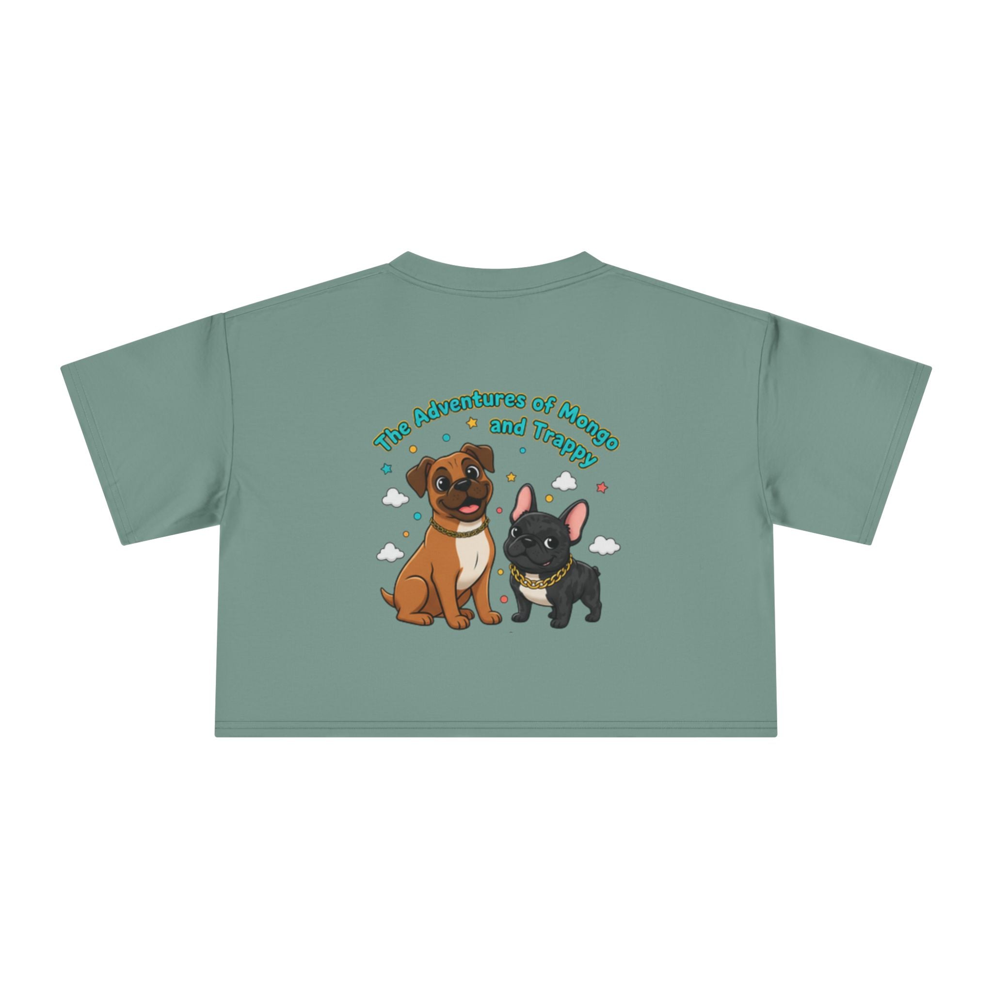 Adventures of Mongo & Trappy Crop Tee  Cute French Bulldog Graphic