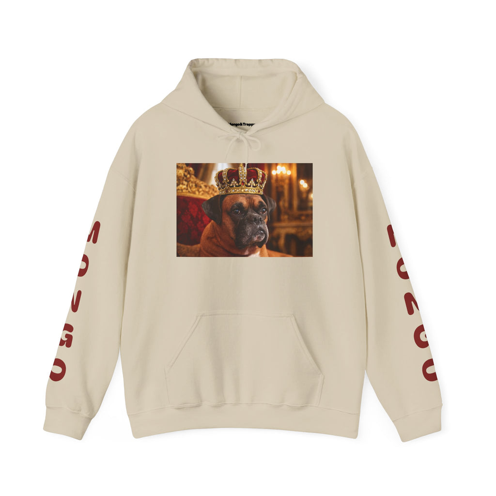 King Mungo Hoodie – Royal Dog Photo Pullover with 'Mungo' Sleeve Text