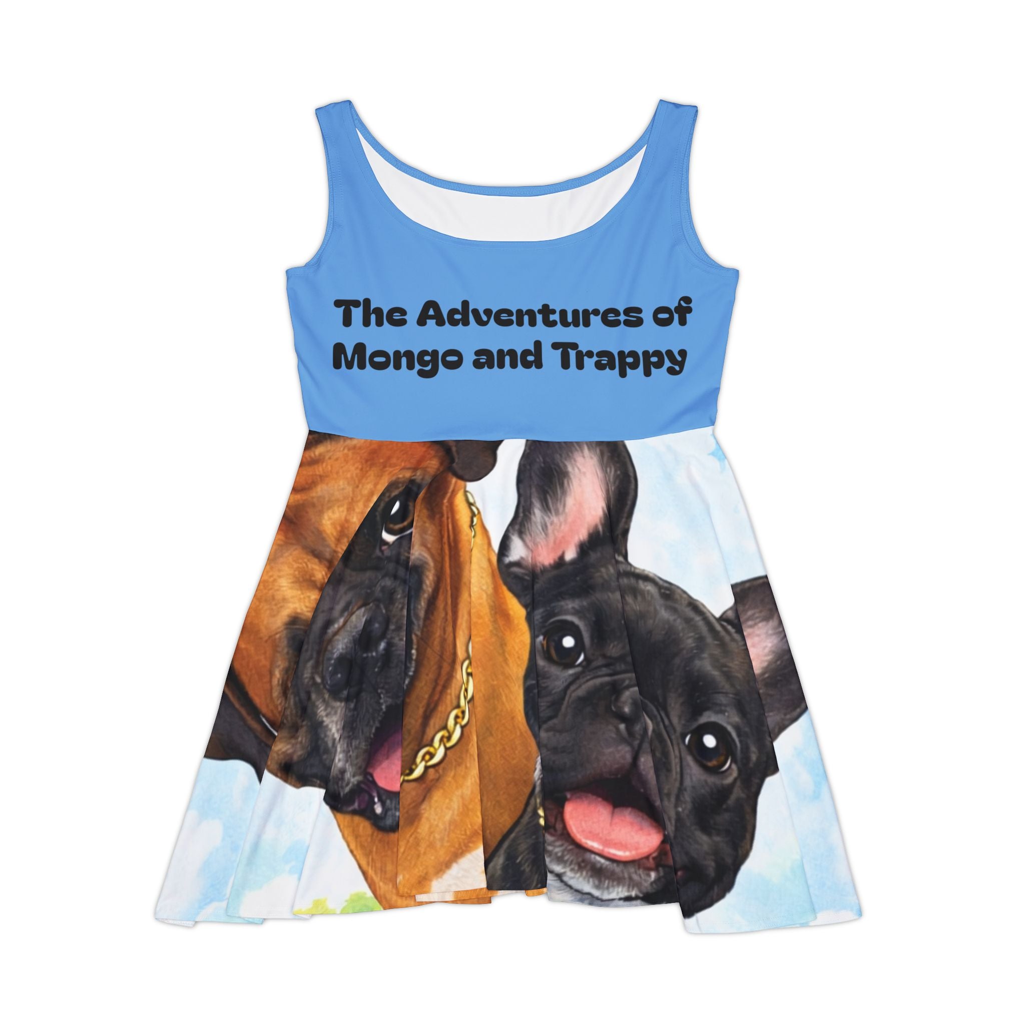 Women's Skater Dress — "The Adventures of Mongo and Trappy" Cute Dog Portrait AOP Dress