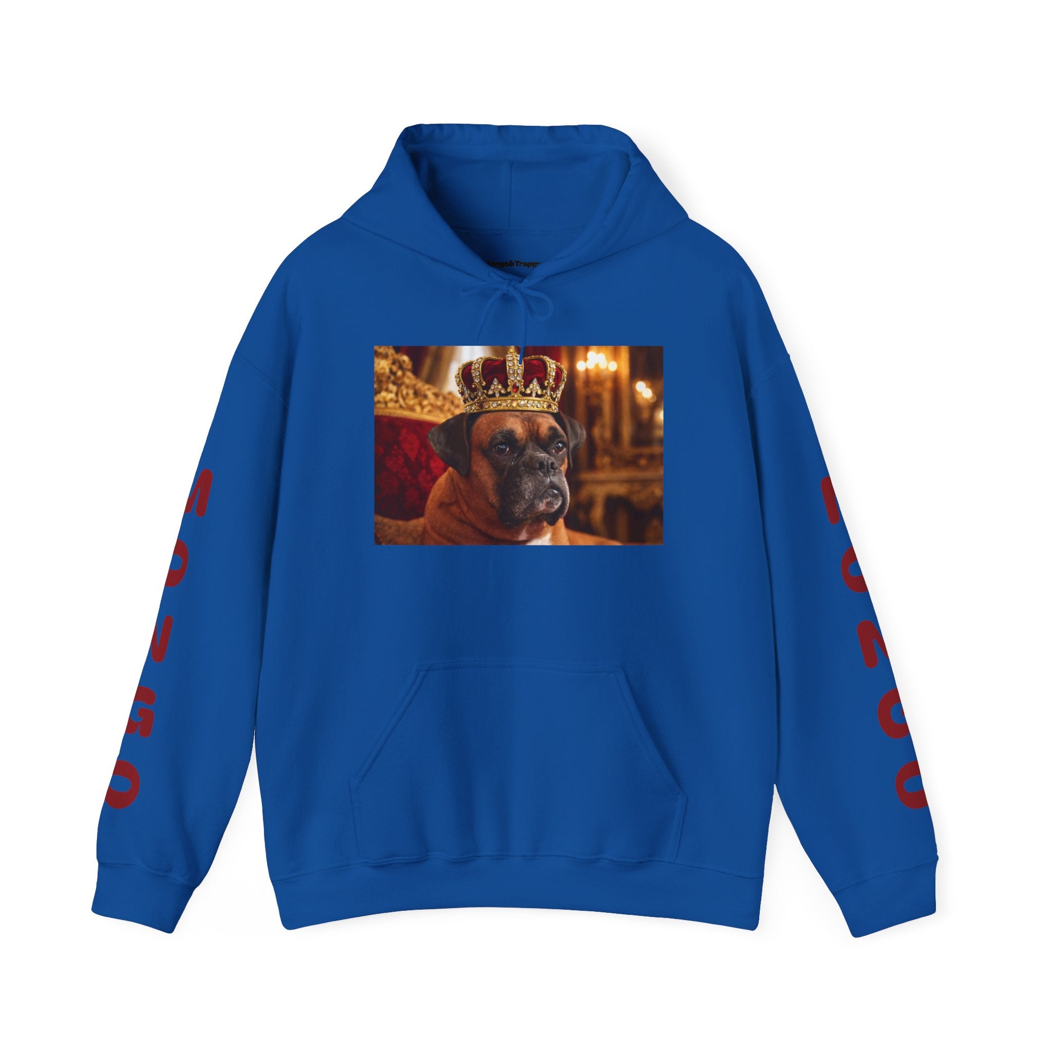 King Mungo Hoodie – Royal Dog Photo Pullover with 'Mungo' Sleeve Text