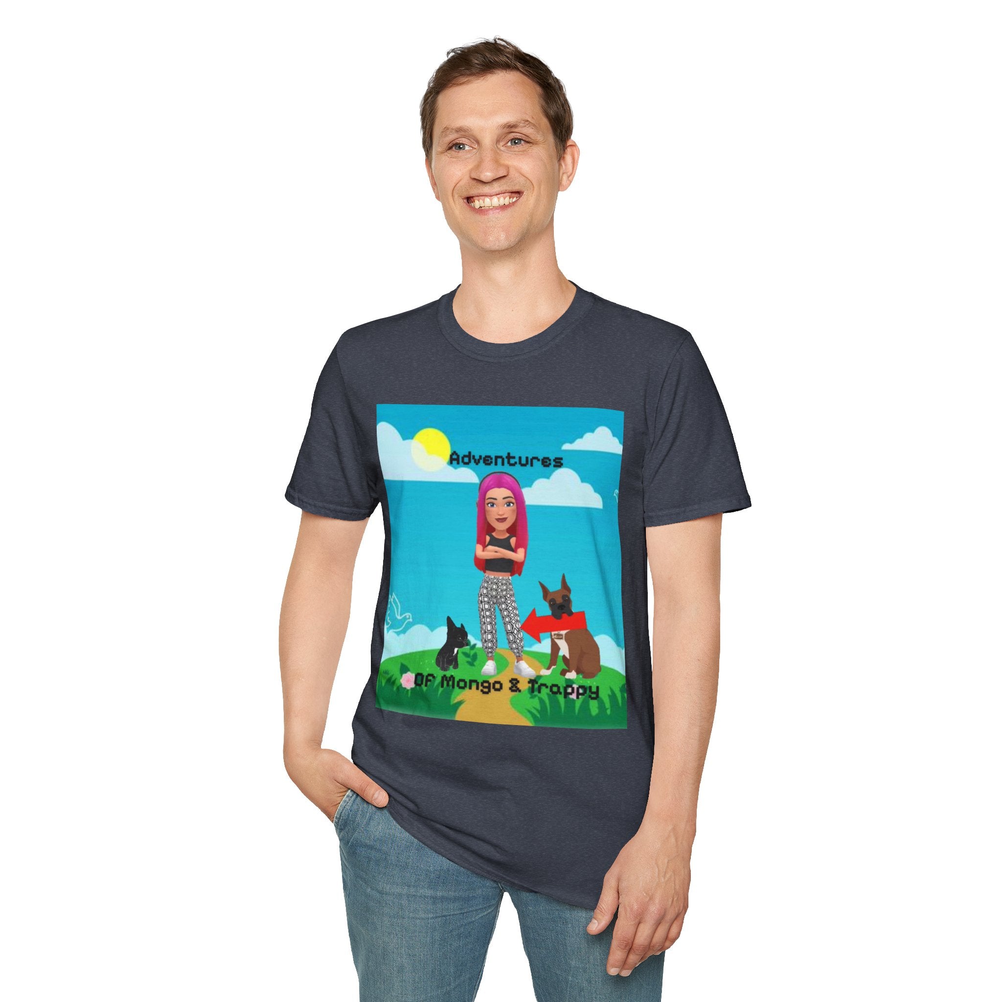 Adventure Graphic T-Shirt — “Adventures of Mongo & Trappy” with Back QR Code
