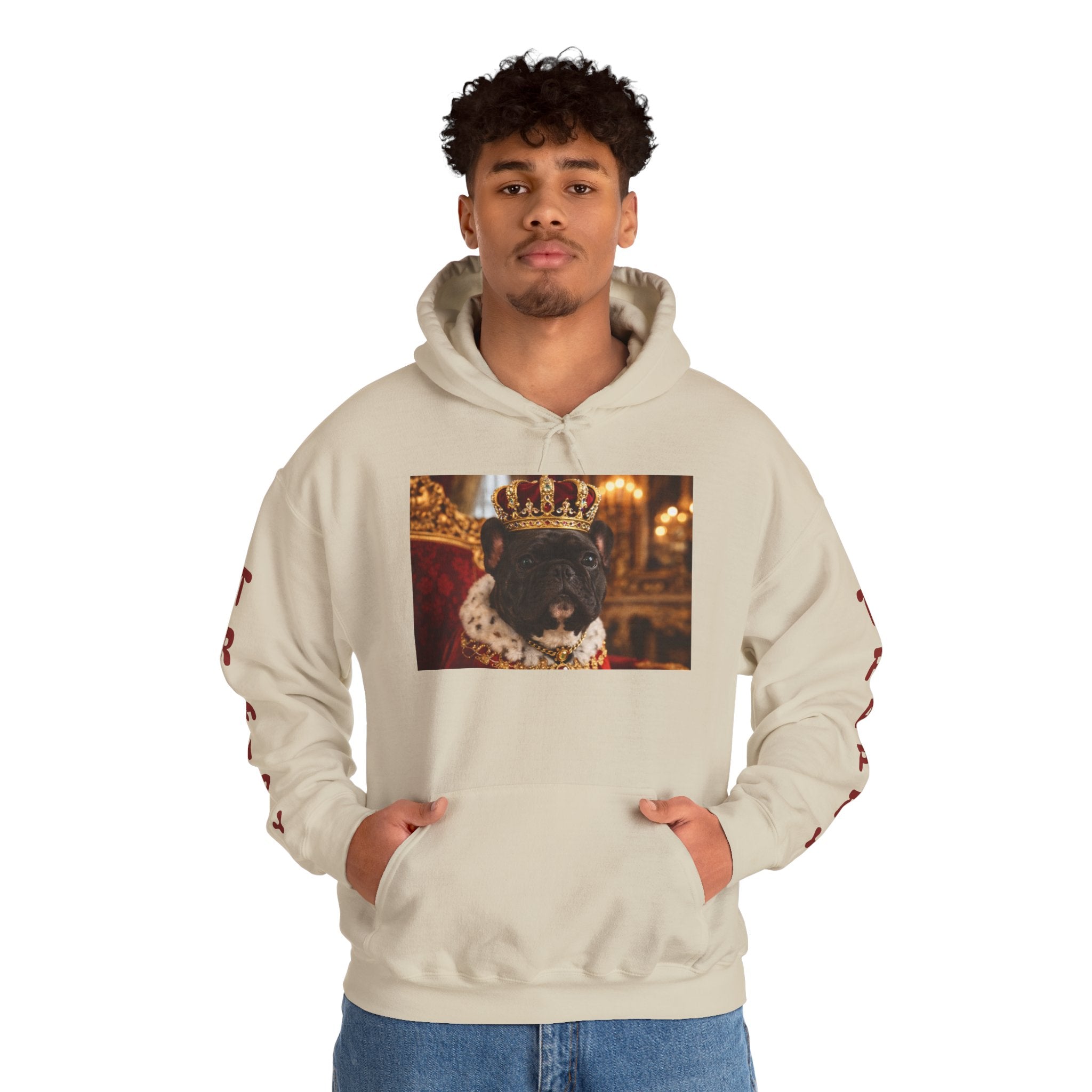 King Tuffy Crowned Dog Hoodie — Royal Dog Portrait Sweatshirt