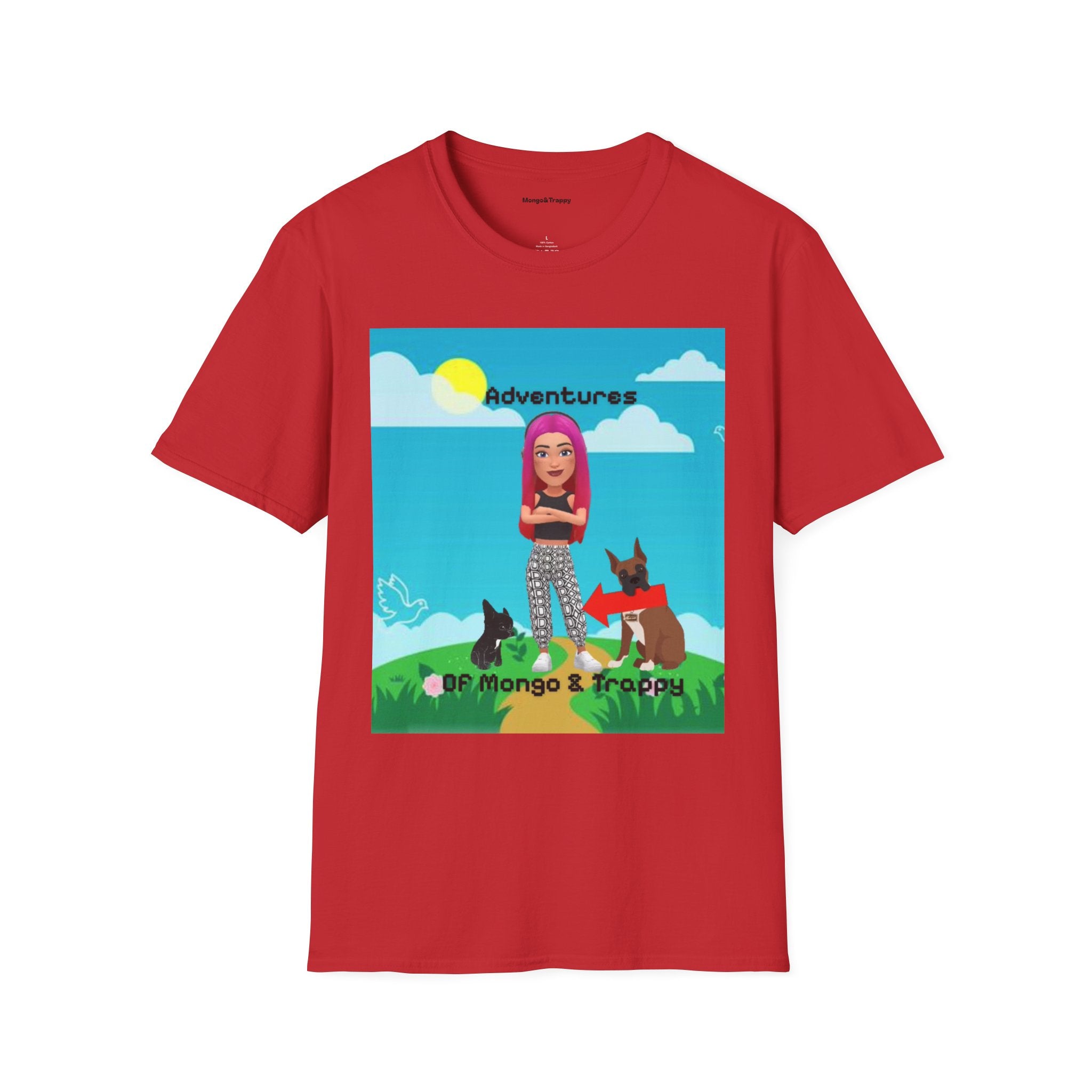 Adventure Graphic T-Shirt — “Adventures of Mongo & Trappy” with Back QR Code