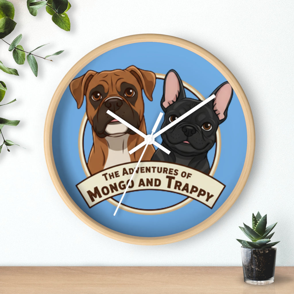 The Adventures of Mongo and Trappy Wall Clock — Cute Boxer & French Bulldog Pet Decor