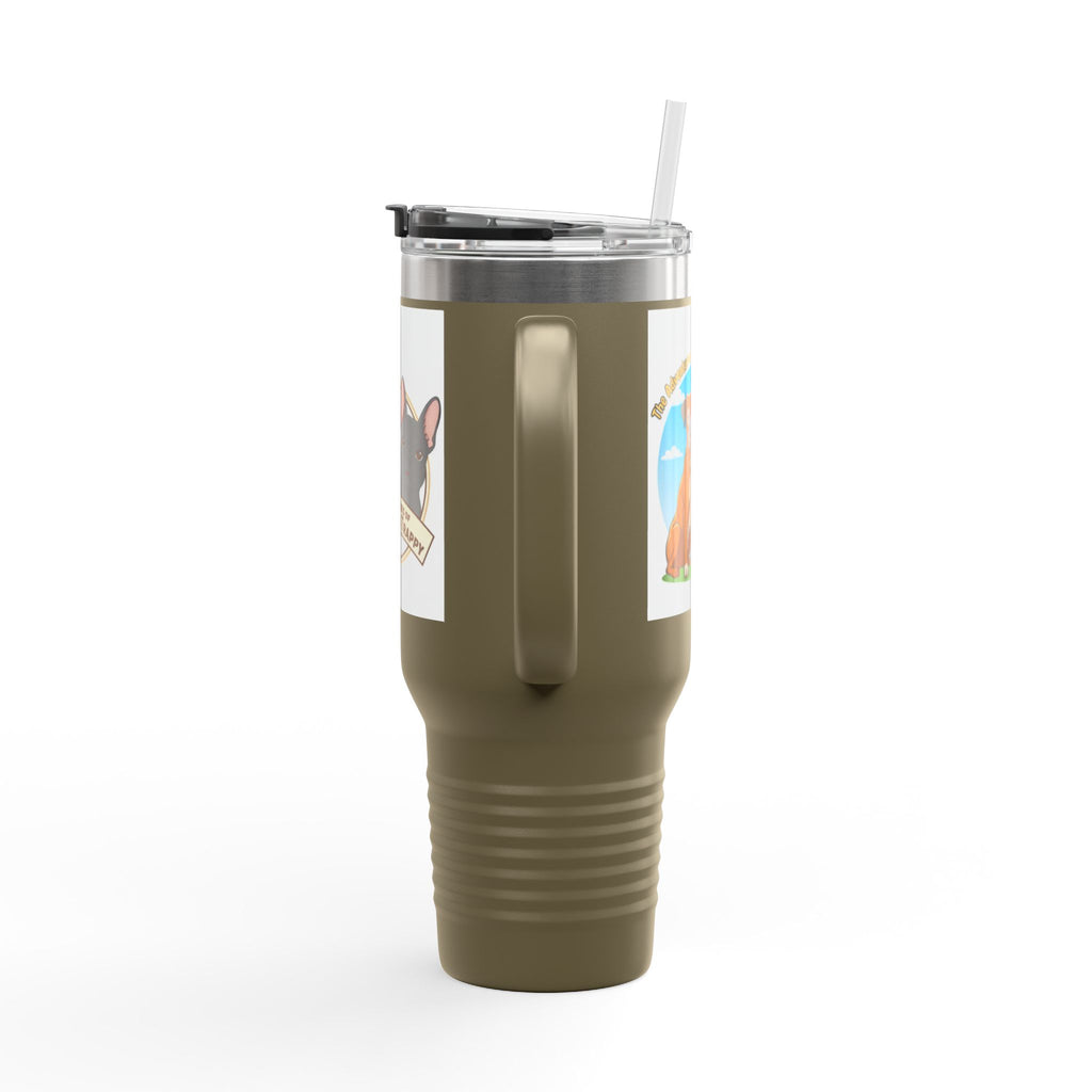 40oz Insulated Travel Mug — "My Adventures with Mongo and Trapper" Dog Portrait Tumbler