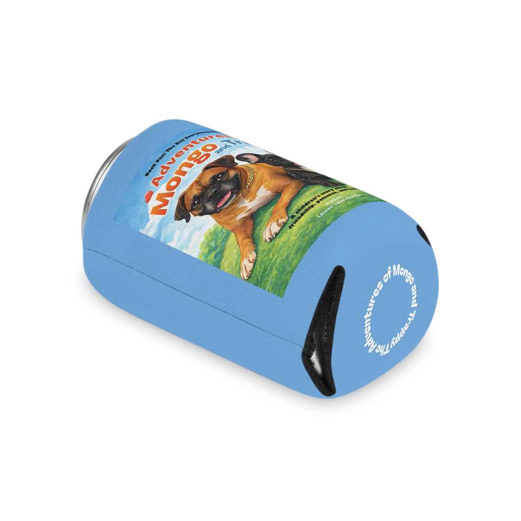 Can Cooler — 'Adventures of Mongo and Trappy' Book Cover Design with QR Code