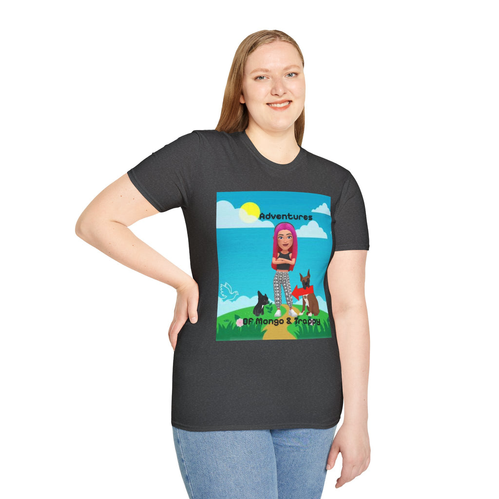 Adventure Graphic T-Shirt — “Adventures of Mongo & Trappy” with Back QR Code