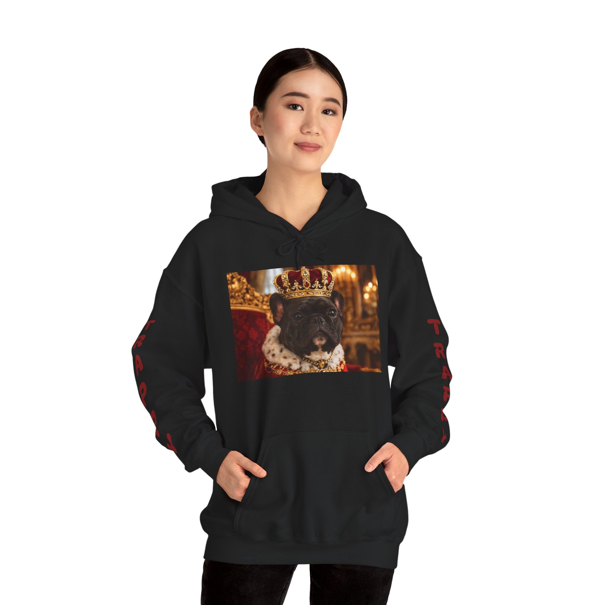 King Tuffy Crowned Dog Hoodie — Royal Dog Portrait Sweatshirt