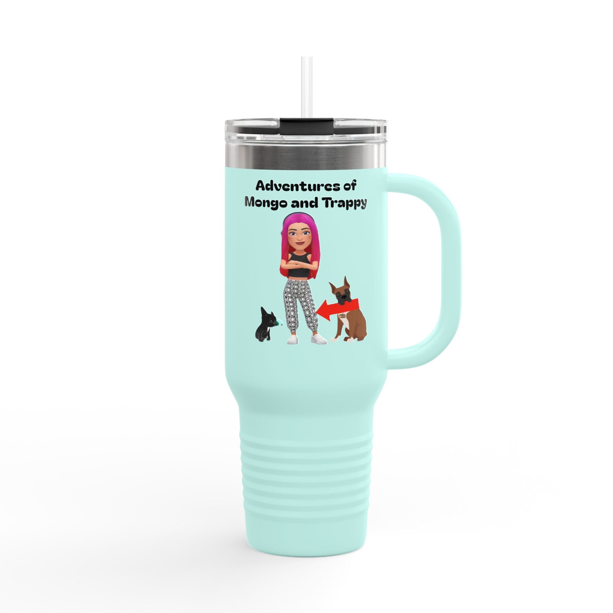 40oz Insulated Travel Mug — Adventures of Mongo and Trappy Personalized Pet & Owner Tumbler
