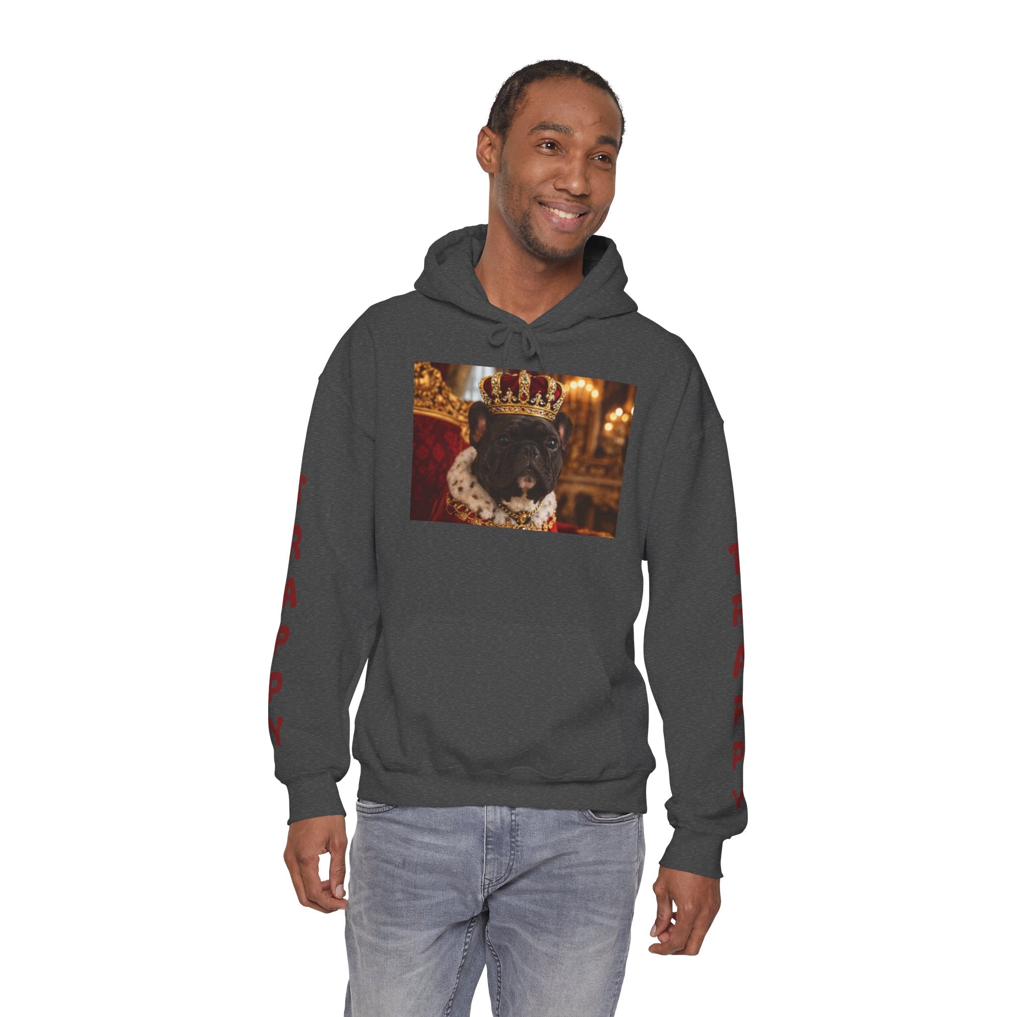King Tuffy Crowned Dog Hoodie — Royal Dog Portrait Sweatshirt