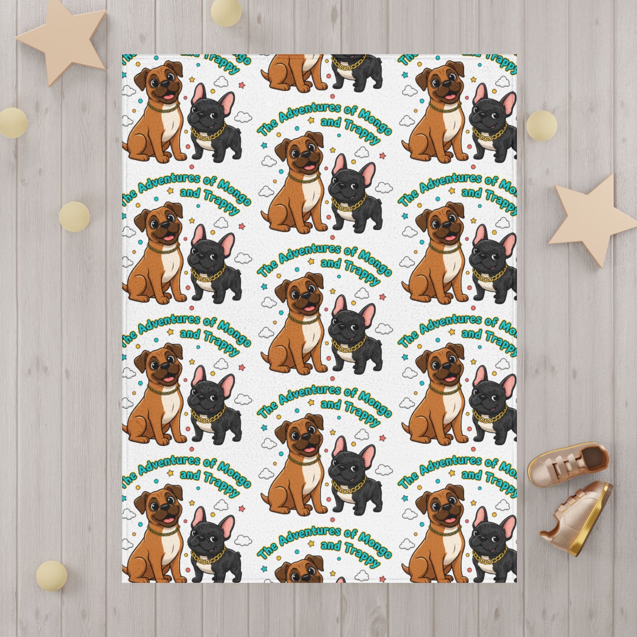 Toddler Blanket — Cute Cartoon Boxer & French Bulldog Pattern
