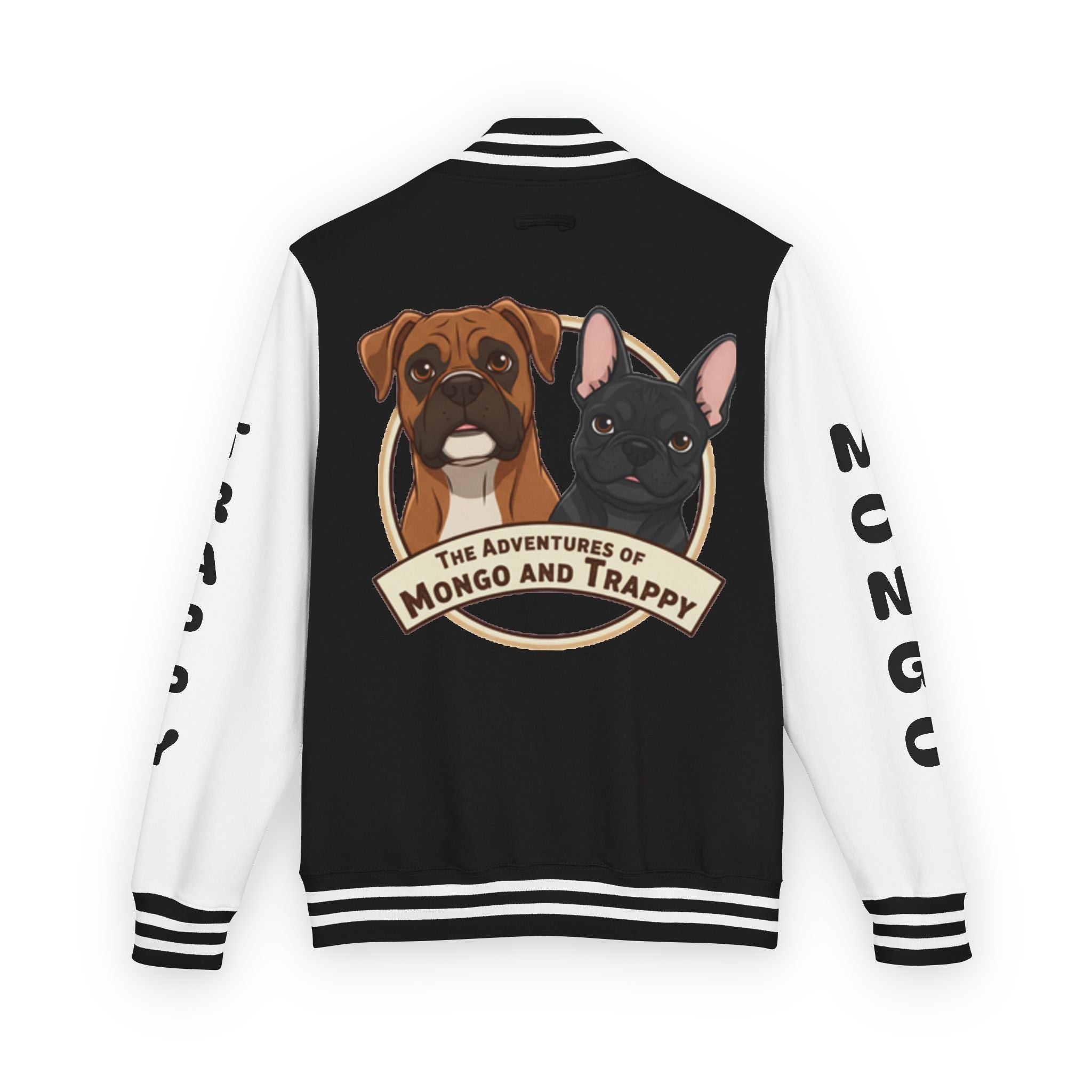 The Adventures of Mongo and Trappy Letterman Jacket | Dog Portrait Varsity Jacket