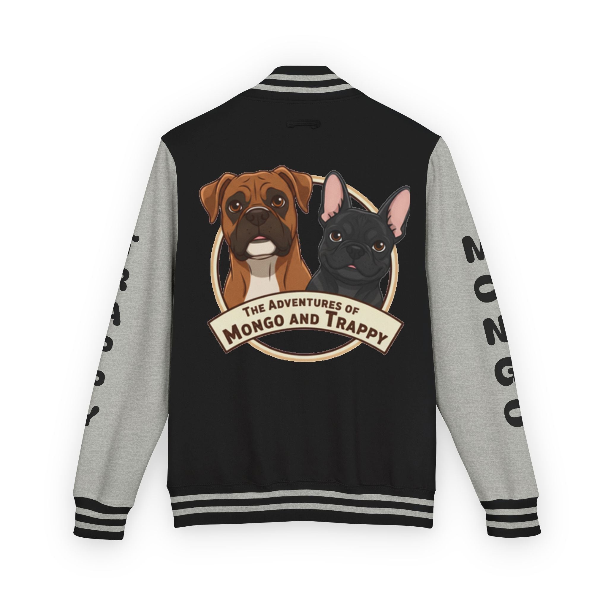 The Adventures of Mongo and Trappy Letterman Jacket | Dog Portrait Varsity Jacket