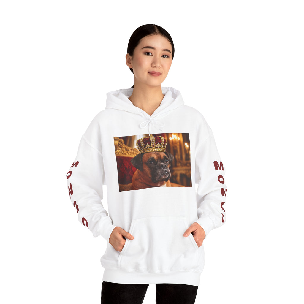 King Mungo Hoodie – Royal Dog Photo Pullover with 'Mungo' Sleeve Text
