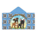 Youth Hooded Towel — "The Adventures of Mongo and Trappy" Cartoon Dogs Beach Towel with QR Code Design