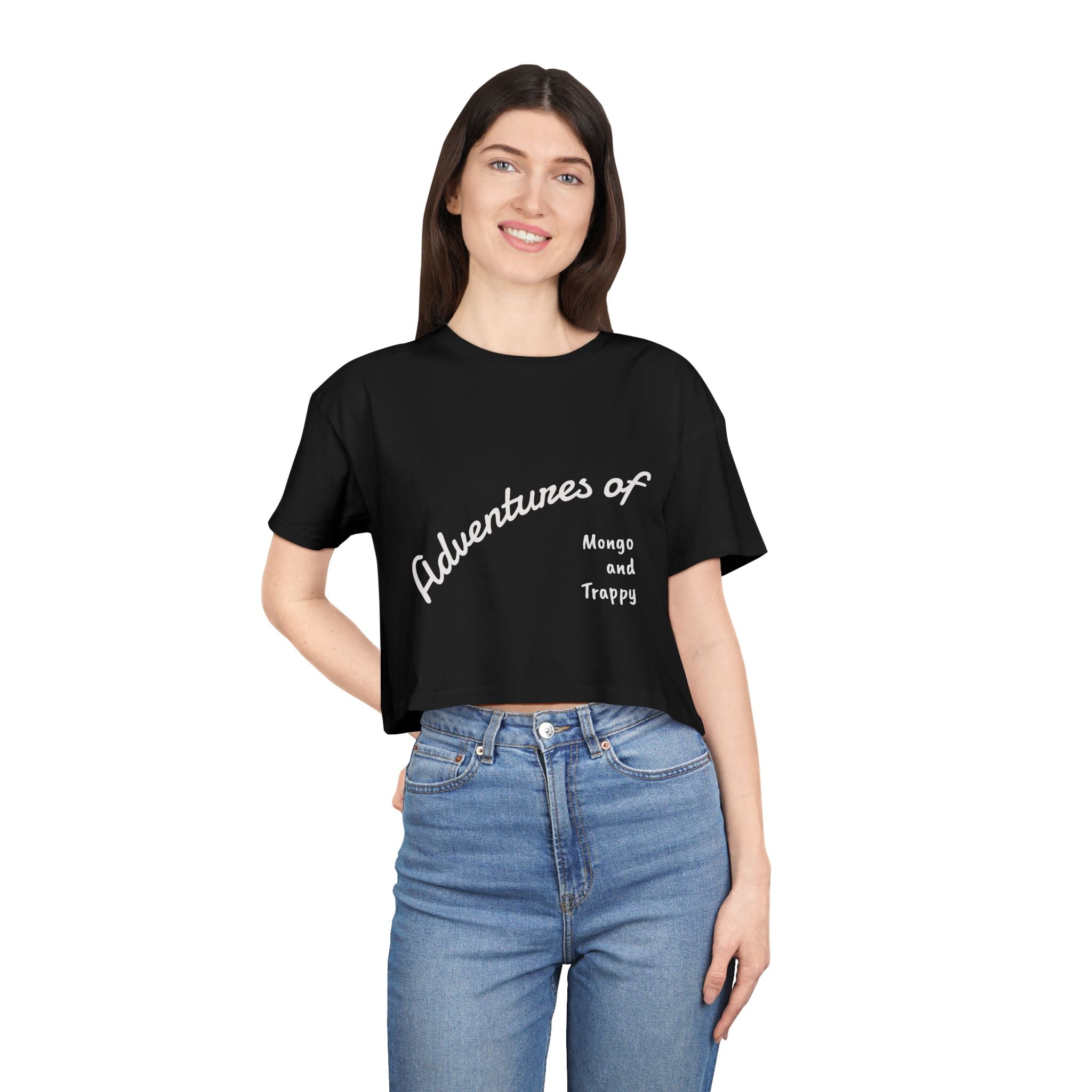 Adventures of Mongo & Trappy Crop Tee  Cute French Bulldog Graphic
