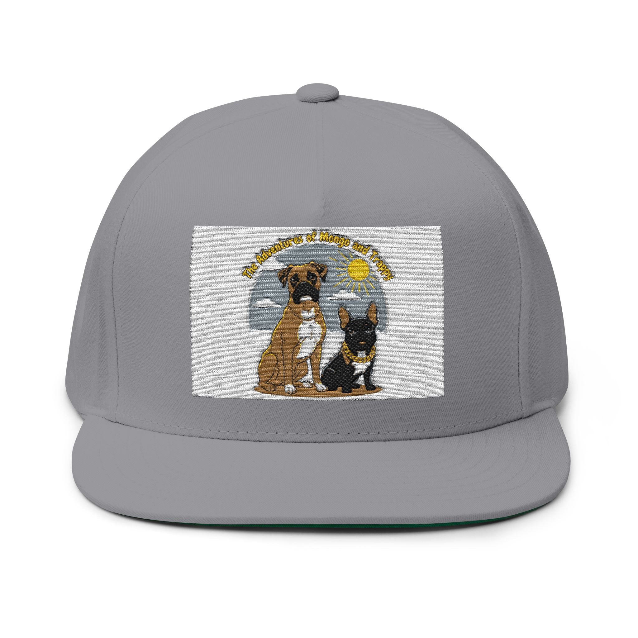 Embroidered Dog Duo Flat Bill Cap — "Mango & Troppy" Snapback