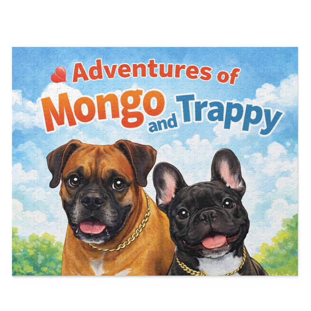 Adventures of Mongo and Trappy Dog Puzzle — Personalized Pet Portrait Jigsaw (120/252/500 pcs)