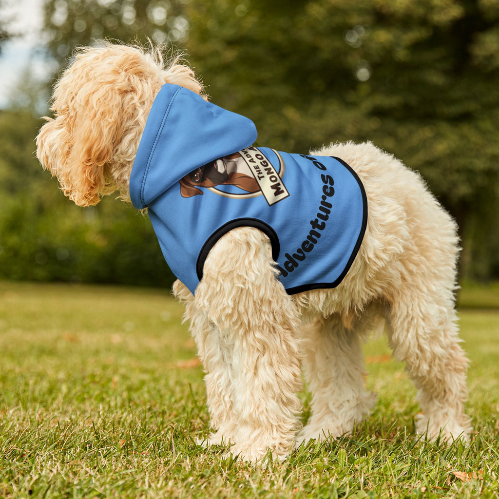 Pet Hoodie — "The Adventures of Mongo and Trappy" Blue Dog Hoodie for Small Pets