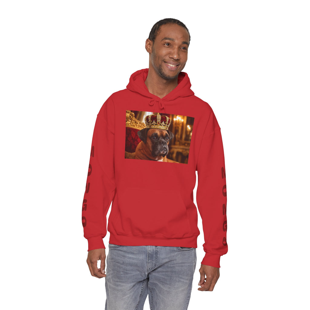 King Mungo Hoodie – Royal Dog Photo Pullover with 'Mungo' Sleeve Text