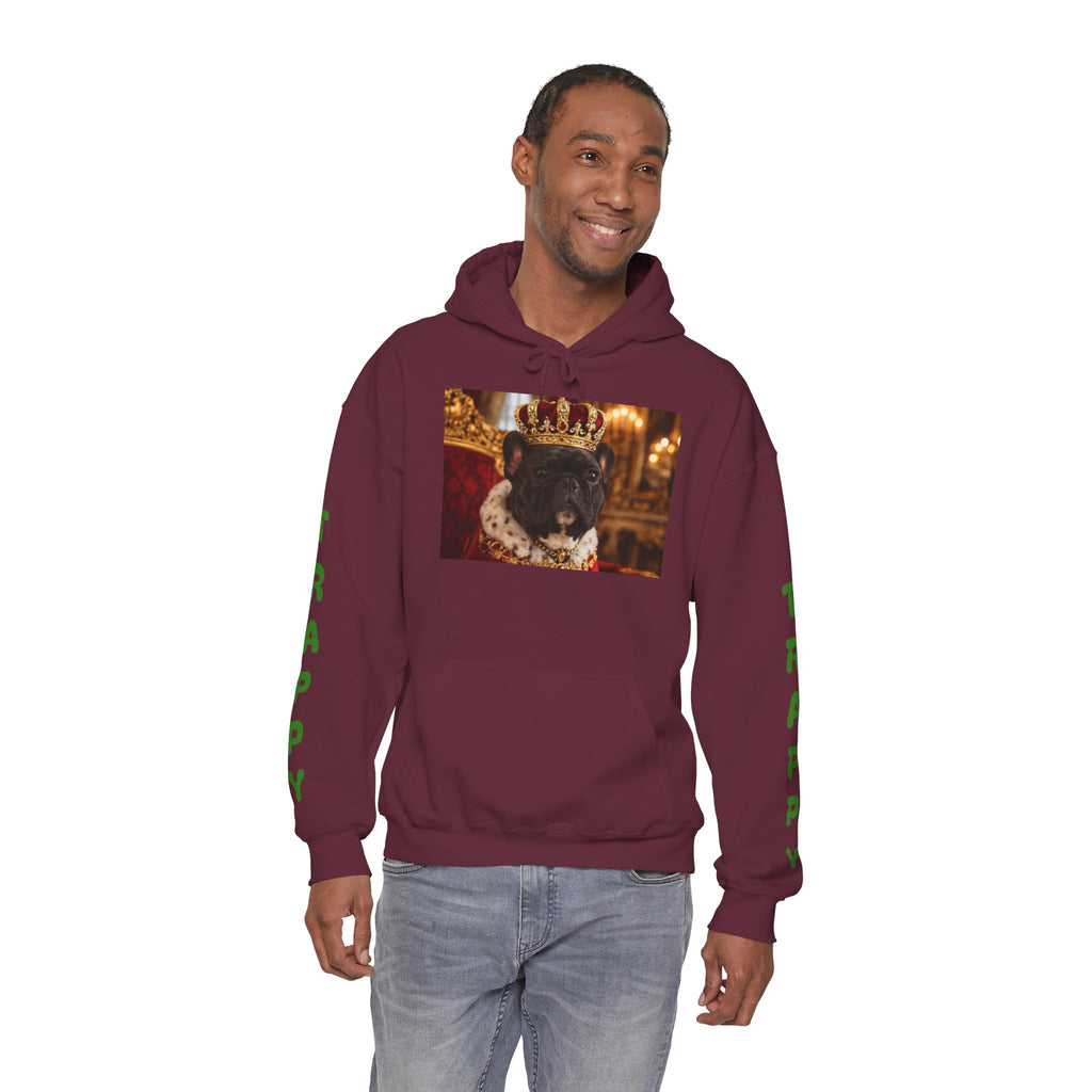 King Tuffy Crowned Dog Hoodie — Royal Dog Portrait Sweatshirt