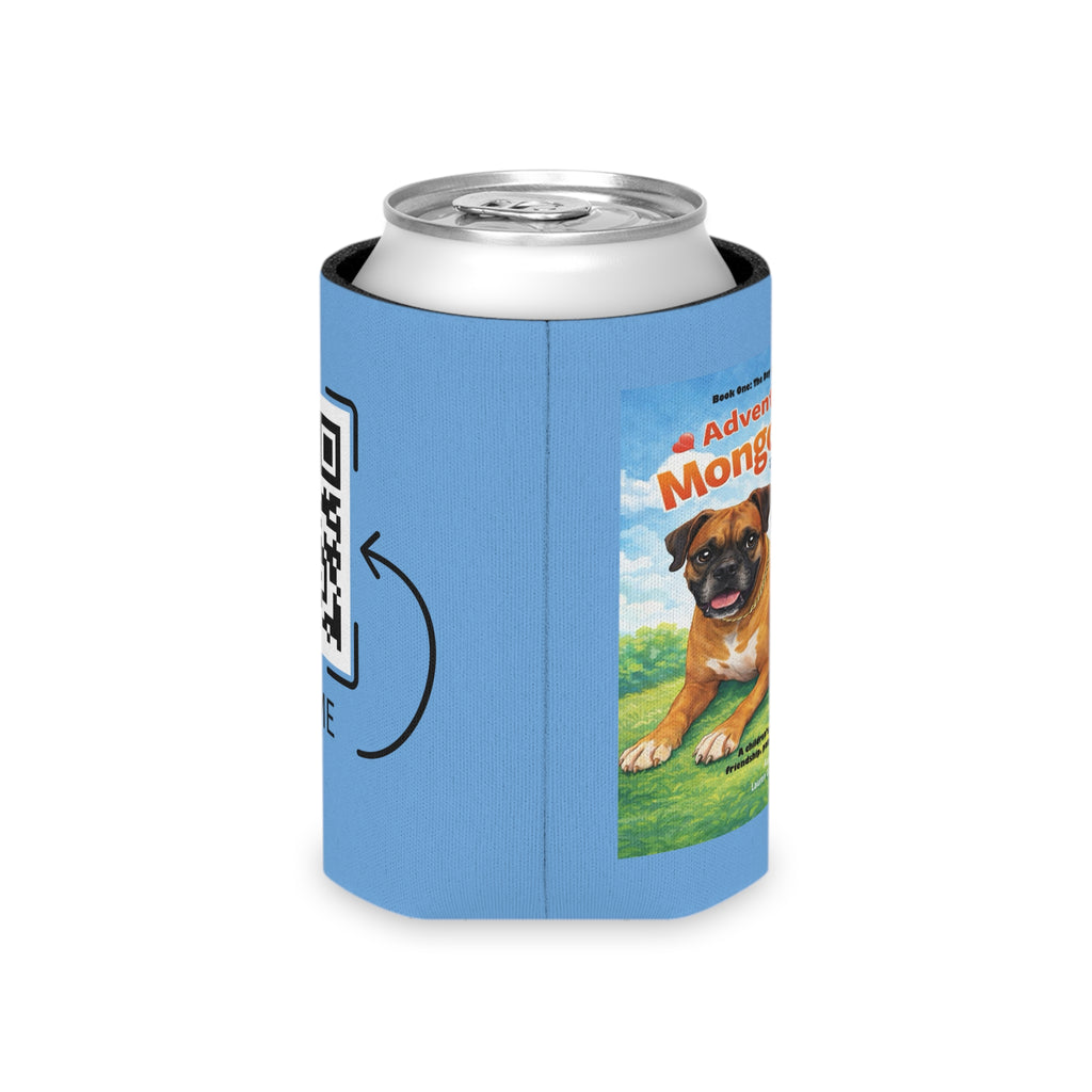 Can Cooler — 'Adventures of Mongo and Trappy' Book Cover Design with QR Code