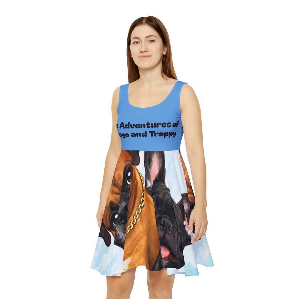 Women's Skater Dress — "The Adventures of Mongo and Trappy" Cute Dog Portrait AOP Dress
