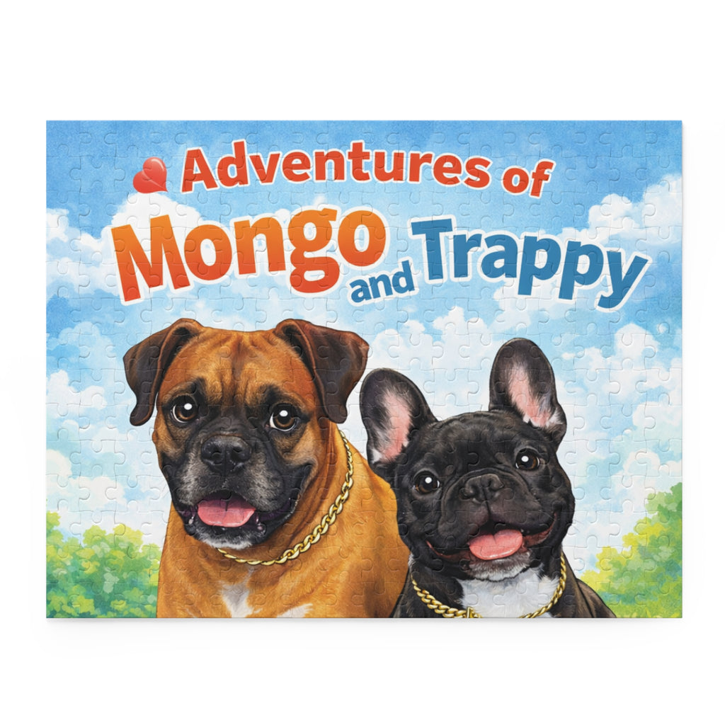 Adventures of Mongo and Trappy Dog Puzzle — Personalized Pet Portrait Jigsaw (120/252/500 pcs)