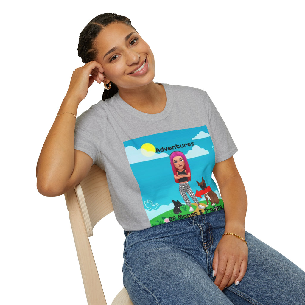 Adventure Graphic T-Shirt — “Adventures of Mongo & Trappy” with Back QR Code