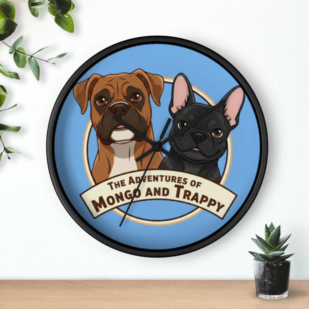 The Adventures of Mongo and Trappy Wall Clock — Cute Boxer & French Bulldog Pet Decor