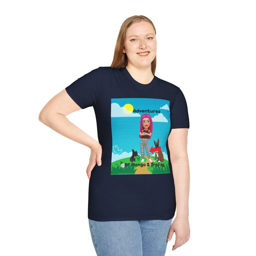Adventure Graphic T-Shirt — “Adventures of Mongo & Trappy” with Back QR Code