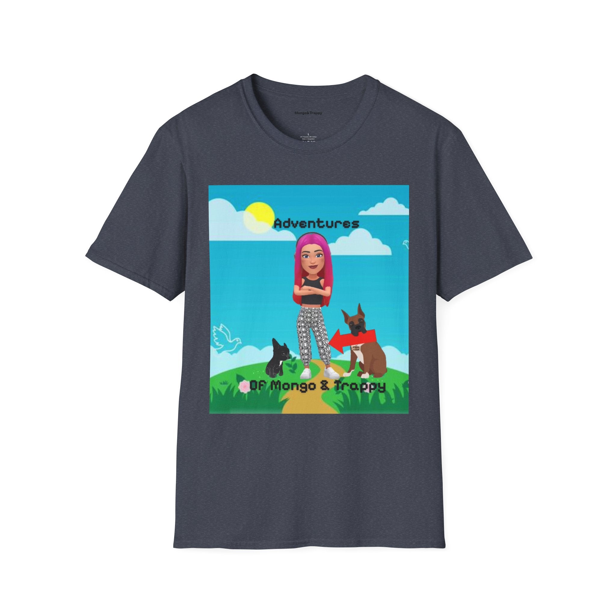 Adventure Graphic T-Shirt — “Adventures of Mongo & Trappy” with Back QR Code