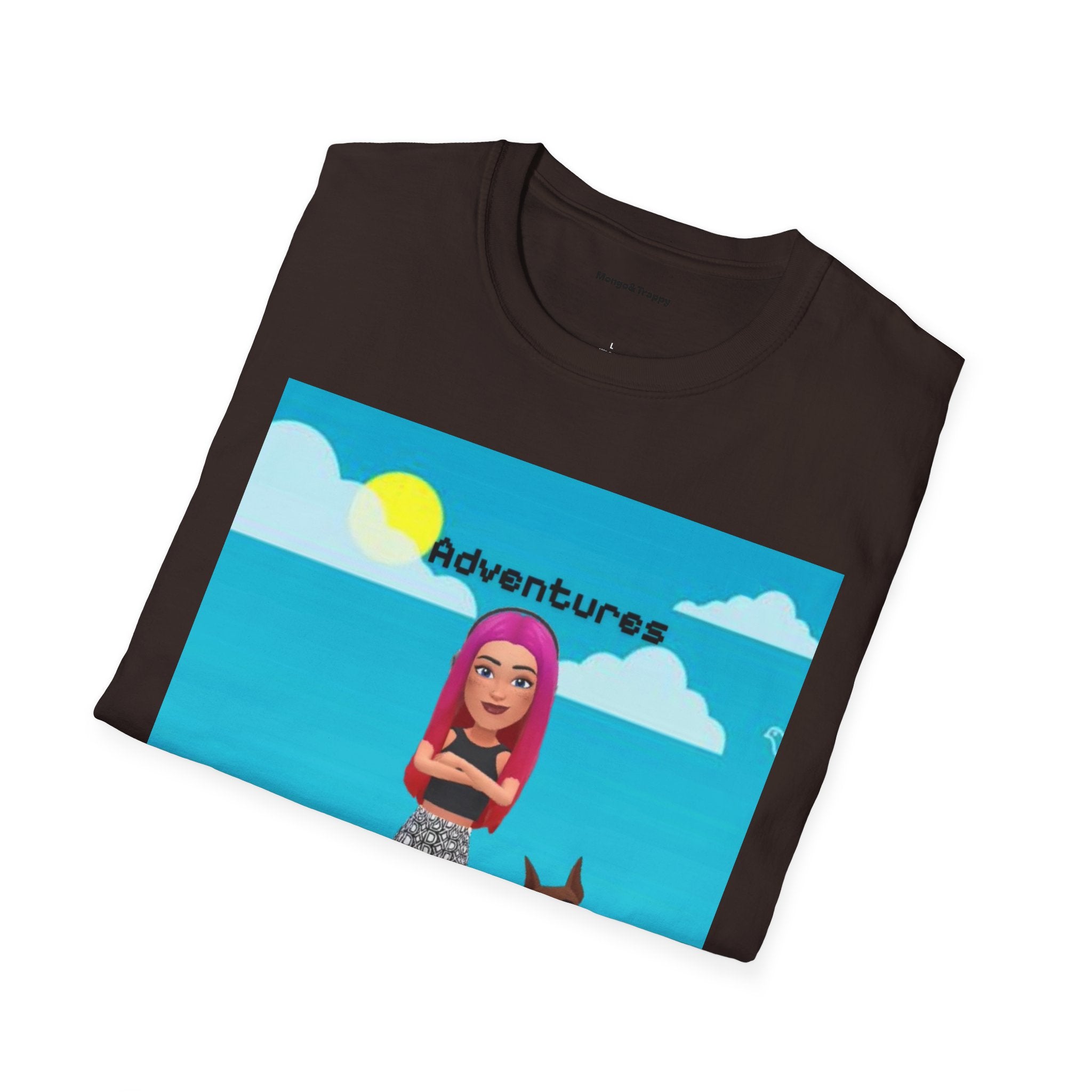 Adventure Graphic T-Shirt — “Adventures of Mongo & Trappy” with Back QR Code