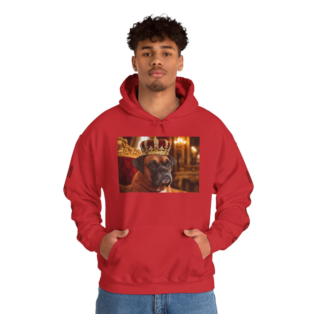 King Mungo Hoodie – Royal Dog Photo Pullover with 'Mungo' Sleeve Text