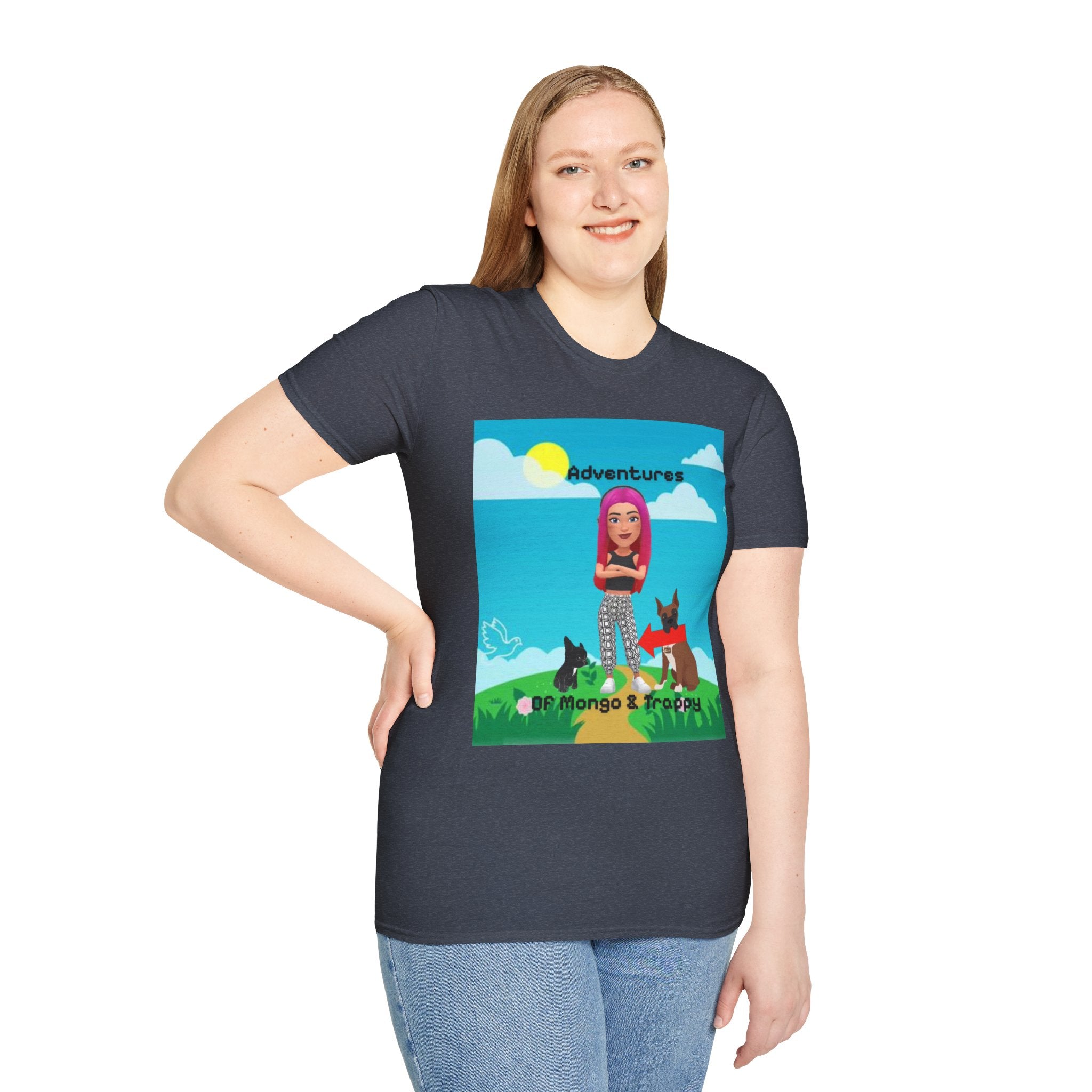 Adventure Graphic T-Shirt — “Adventures of Mongo & Trappy” with Back QR Code