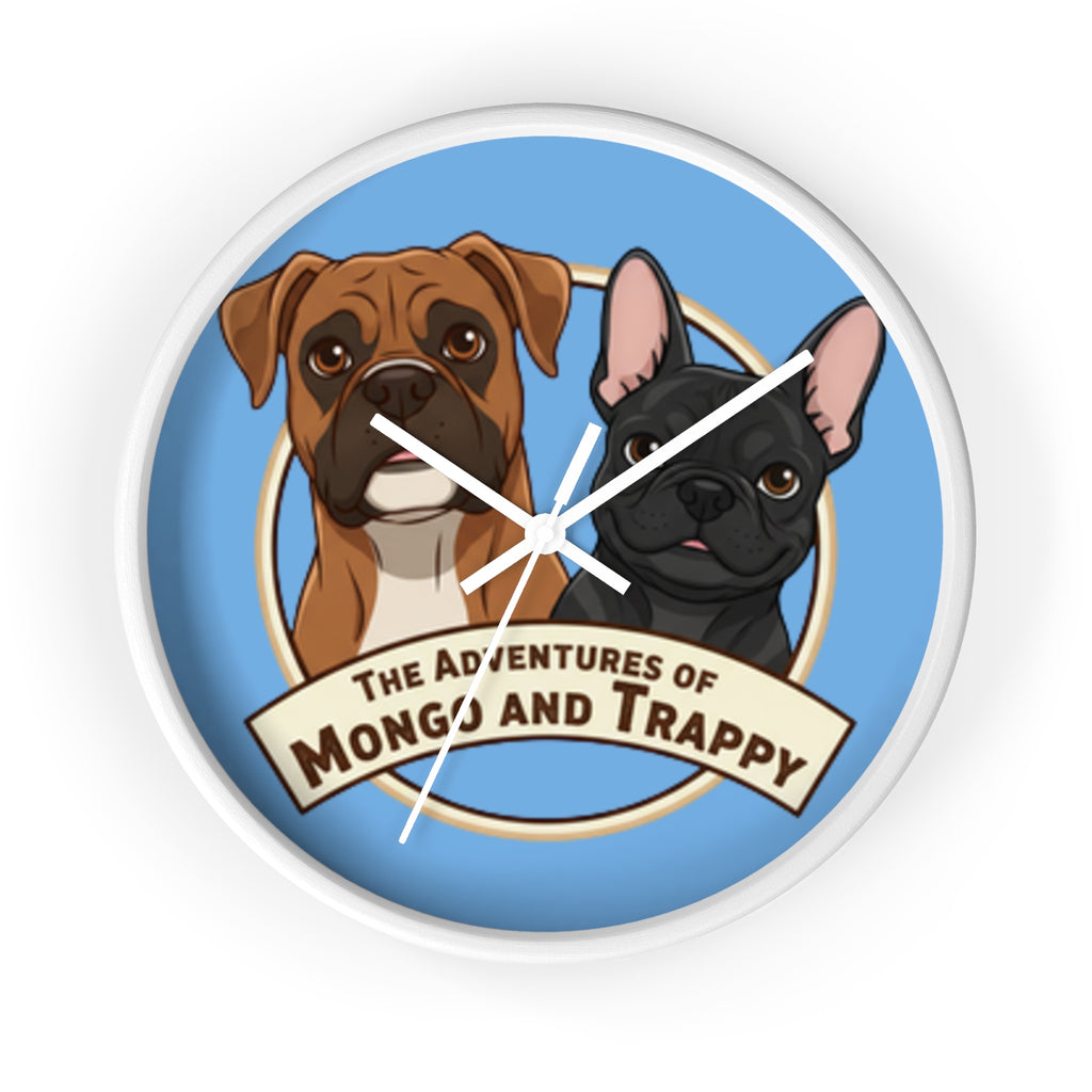 The Adventures of Mongo and Trappy Wall Clock — Cute Boxer & French Bulldog Pet Decor