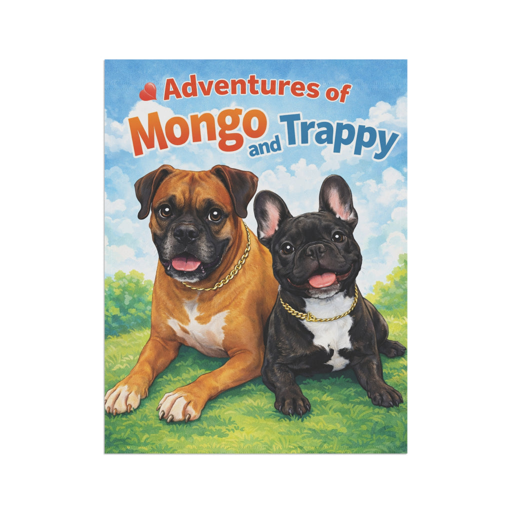 Garden Flag - "Adventures of Mongo and Trappy" Dog Welcome Banner