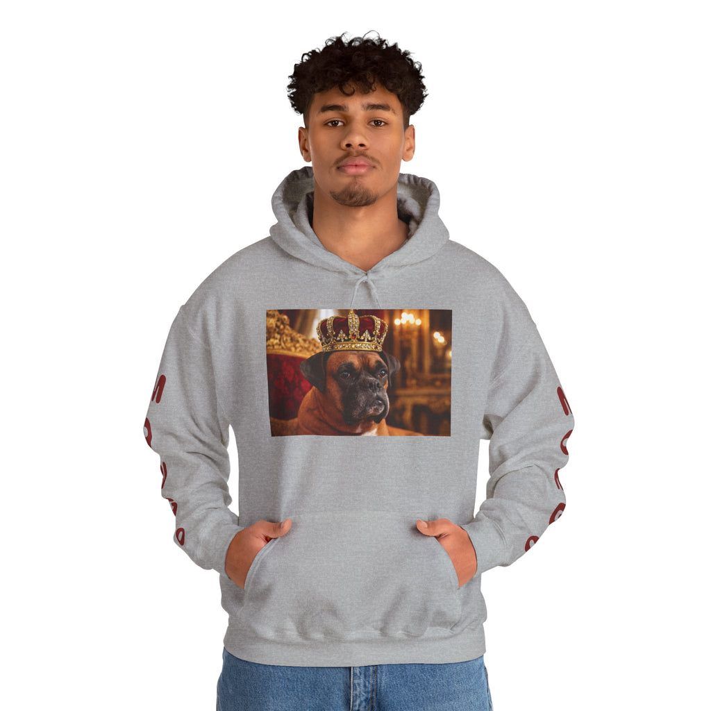 King Mungo Hoodie – Royal Dog Photo Pullover with 'Mungo' Sleeve Text