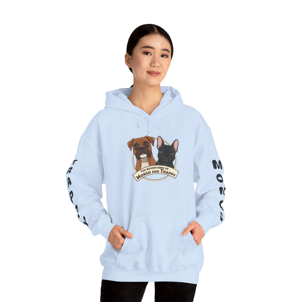 Dog Duo Hoodie — "Mongo and Trappy" Portrait Hoodie with QR Code