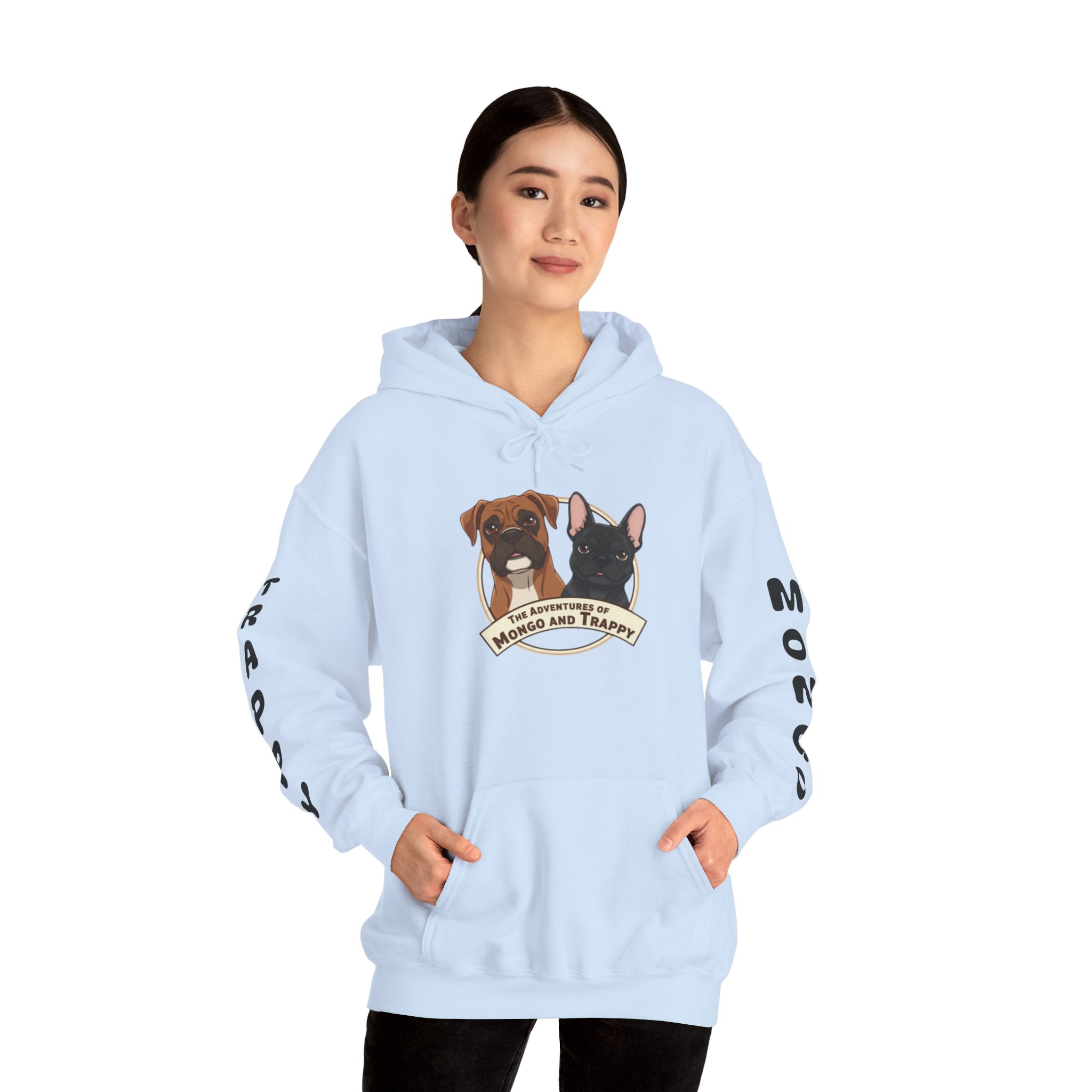 Dog Duo Hoodie — "Mongo and Trappy" Portrait Hoodie with QR Code