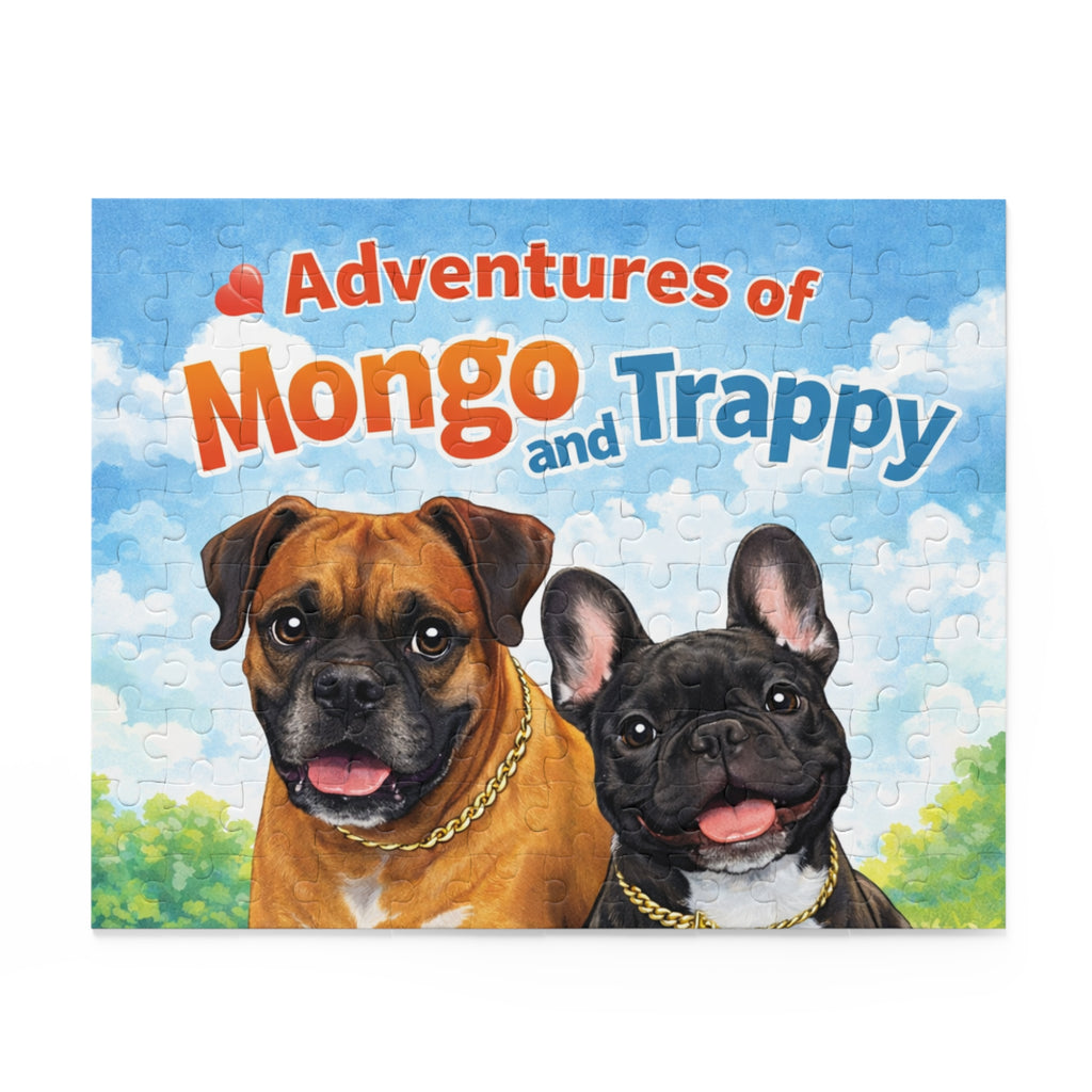 Adventures of Mongo and Trappy Dog Puzzle — Personalized Pet Portrait Jigsaw (120/252/500 pcs)