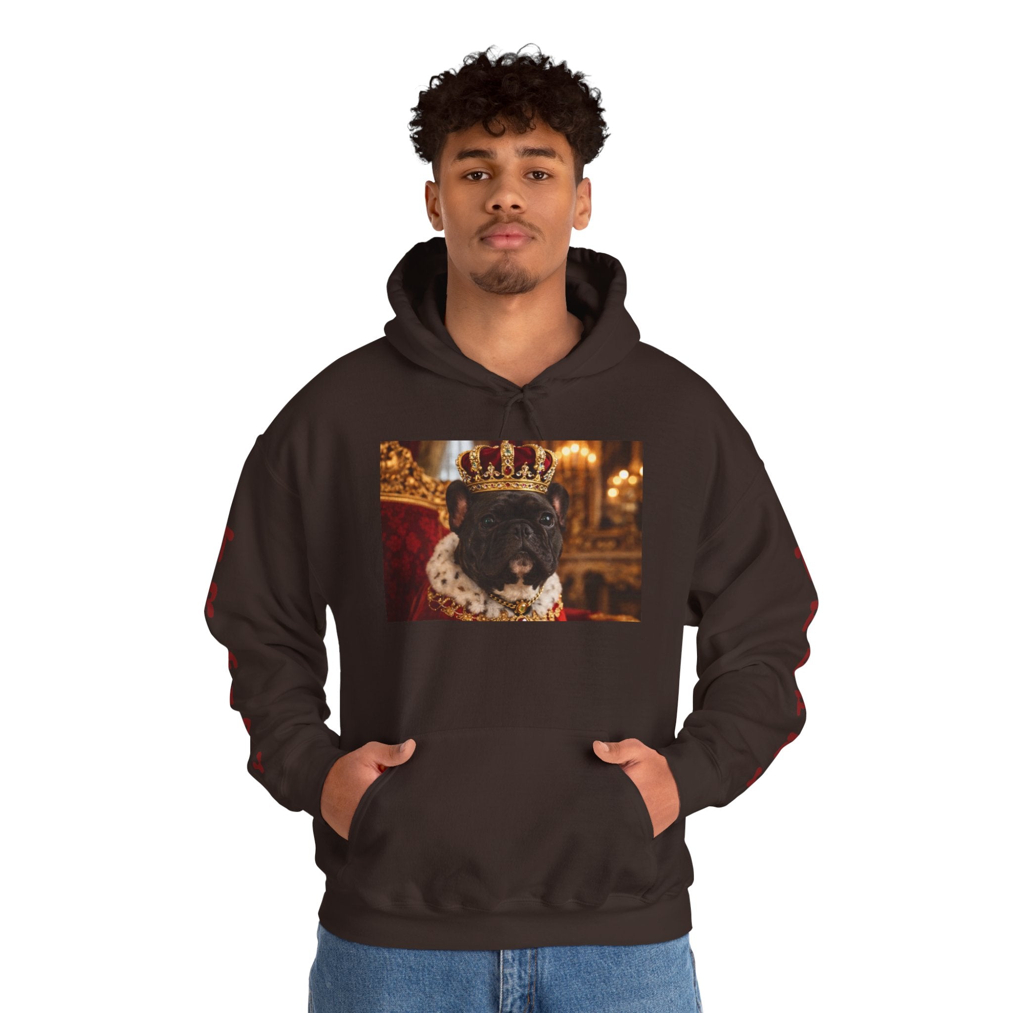 King Tuffy Crowned Dog Hoodie — Royal Dog Portrait Sweatshirt