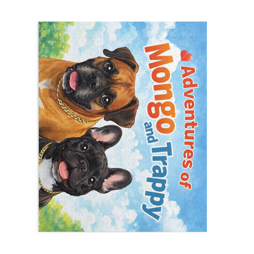 Adventures of Mongo and Trappy Dog Puzzle — Personalized Pet Portrait Jigsaw (120/252/500 pcs)