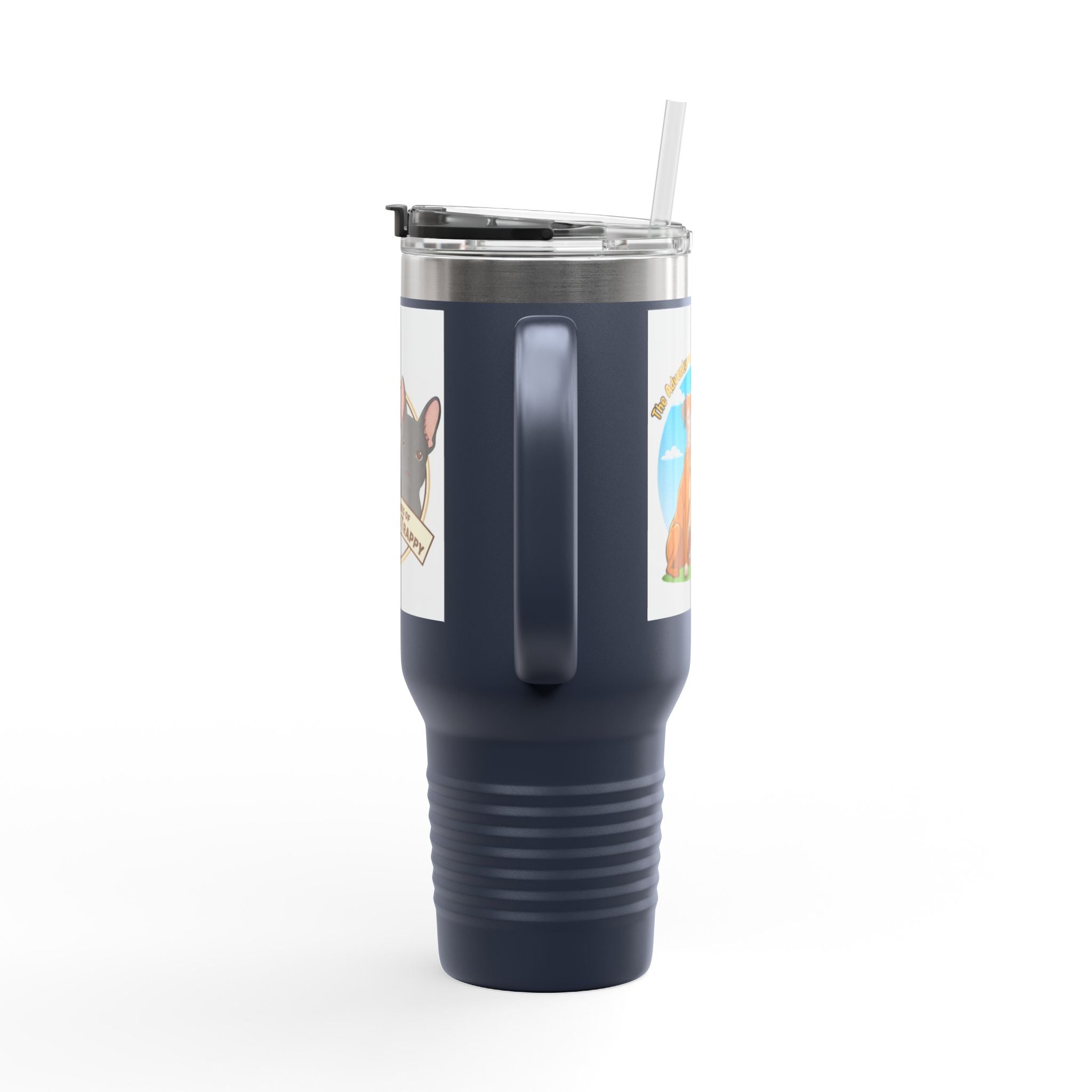 40oz Insulated Travel Mug — "My Adventures with Mongo and Trapper" Dog Portrait Tumbler