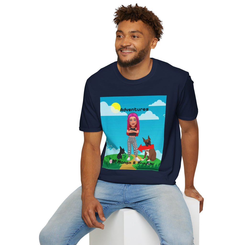 Adventure Graphic T-Shirt — “Adventures of Mongo & Trappy” with Back QR Code