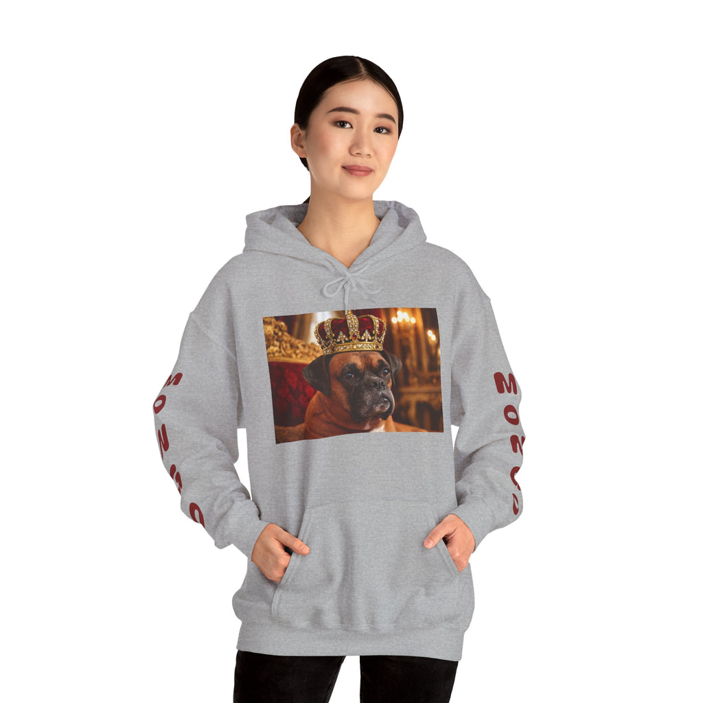 King Mungo Hoodie – Royal Dog Photo Pullover with 'Mungo' Sleeve Text