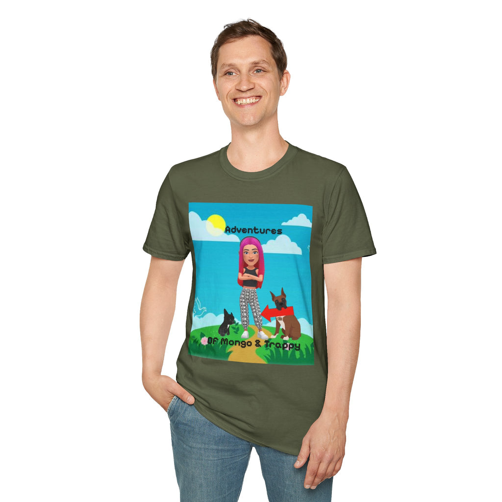 Adventure Graphic T-Shirt — “Adventures of Mongo & Trappy” with Back QR Code