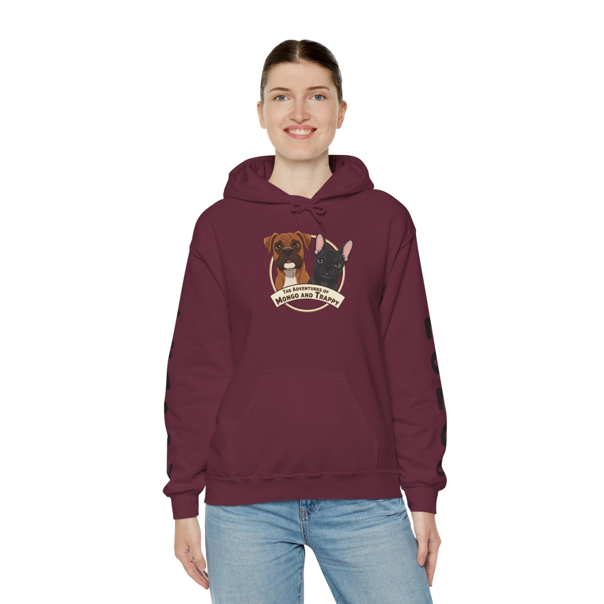 Dog Duo Hoodie — "Mongo and Trappy" Portrait Hoodie with QR Code